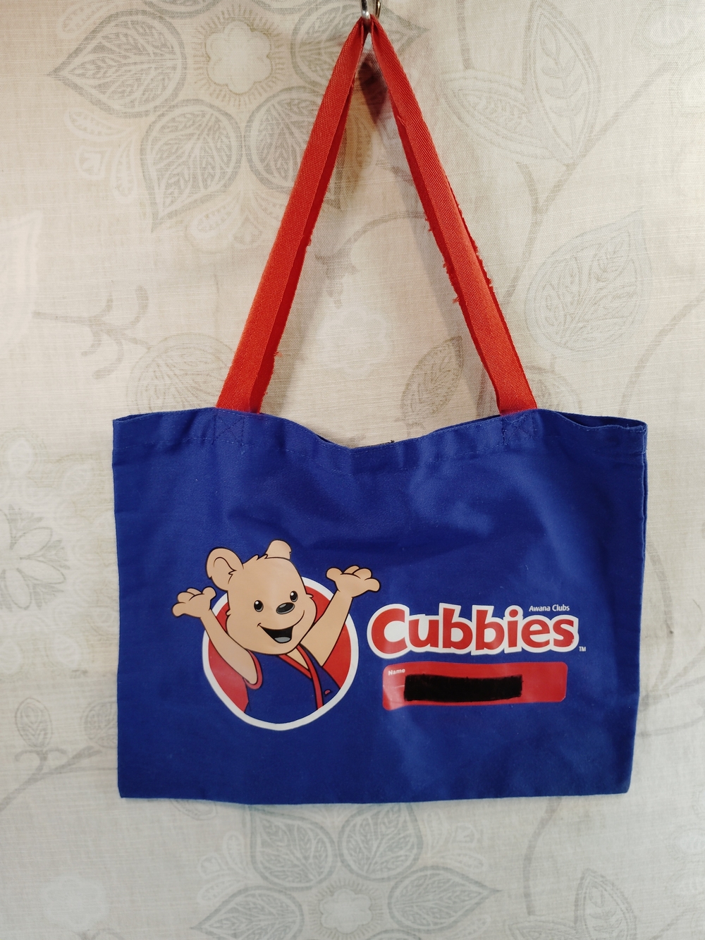 Cubbies Kids Blue Tote Bag with Red Straps